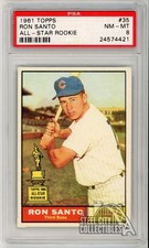 Ron Santo 1961 Topps All Star Rookie Card #35 PSA 8 NM-MT. rookie card picture