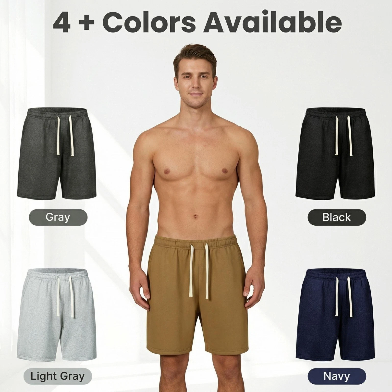 Summer Solid Color Sports Casual Shorts for Men Outdoor Breathable Loose Men's