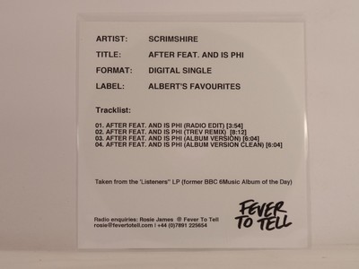SCRIMSHIRE AFTER FEAT. AND IS PHI (K81) 4 Track Promo CD Single including White 