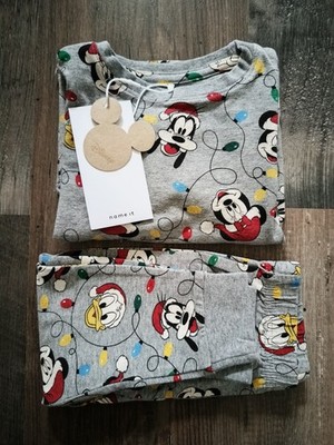 Name It Set Weihnachten Pyjama Schlafanzug Grau Disney Mickey Mouse 80