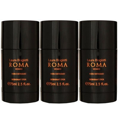 Laura Biagiotti Roma Uomo Nero Estremo 3 x 75 ml Deostick Deodorant Stick Set