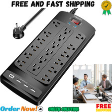 18 Outlets Surge Protector Power Strip - 6 Feet Flat Plug Heavy D