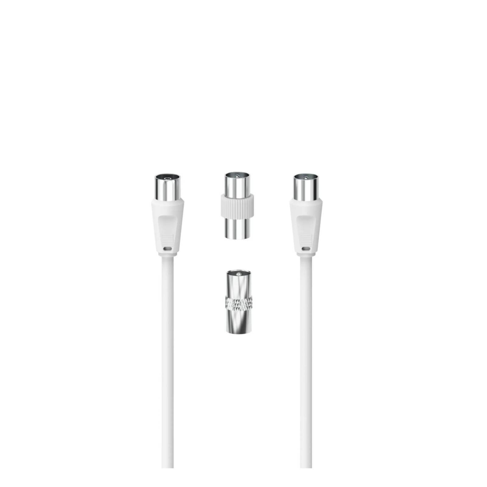 Hama 3-Part Antenna Connection Kit 2 Metre Antenna Cable + 2x Coax Adapters Whit