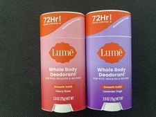 2x Lume Smooth Solid Whole Body Deodorant MIXED SCENT 2.6 oz - NEW