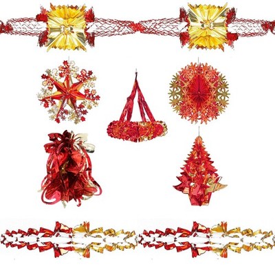 Weihnachtsfolie Deckendeko 2-farbig rot / gold - Design wählbar