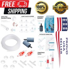 13 Feet Airline Tubing Standard Aquarium Air Pump Accessories with Air Stones...