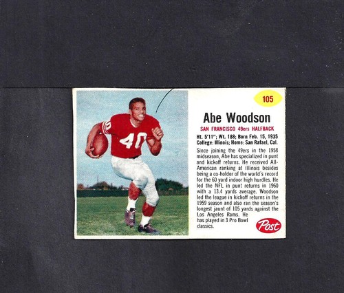 Abe Woodson #105 1962 Post Cereal card