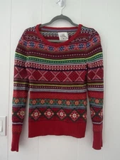 LOGG by H&M Sweater Women Small Colorful Cotton Angora Nordic Fair Isle Festive