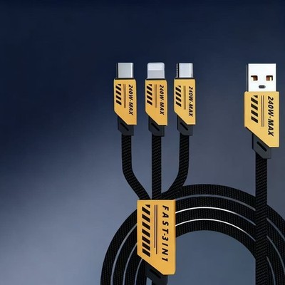 3-in-1 USB Data Charging Cable Anti-Break Type-C/Micro USB Universal Use