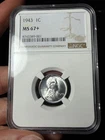 1943 NGC MS67+ Lincoln Wheat Steel Cent Registry Grade Superb