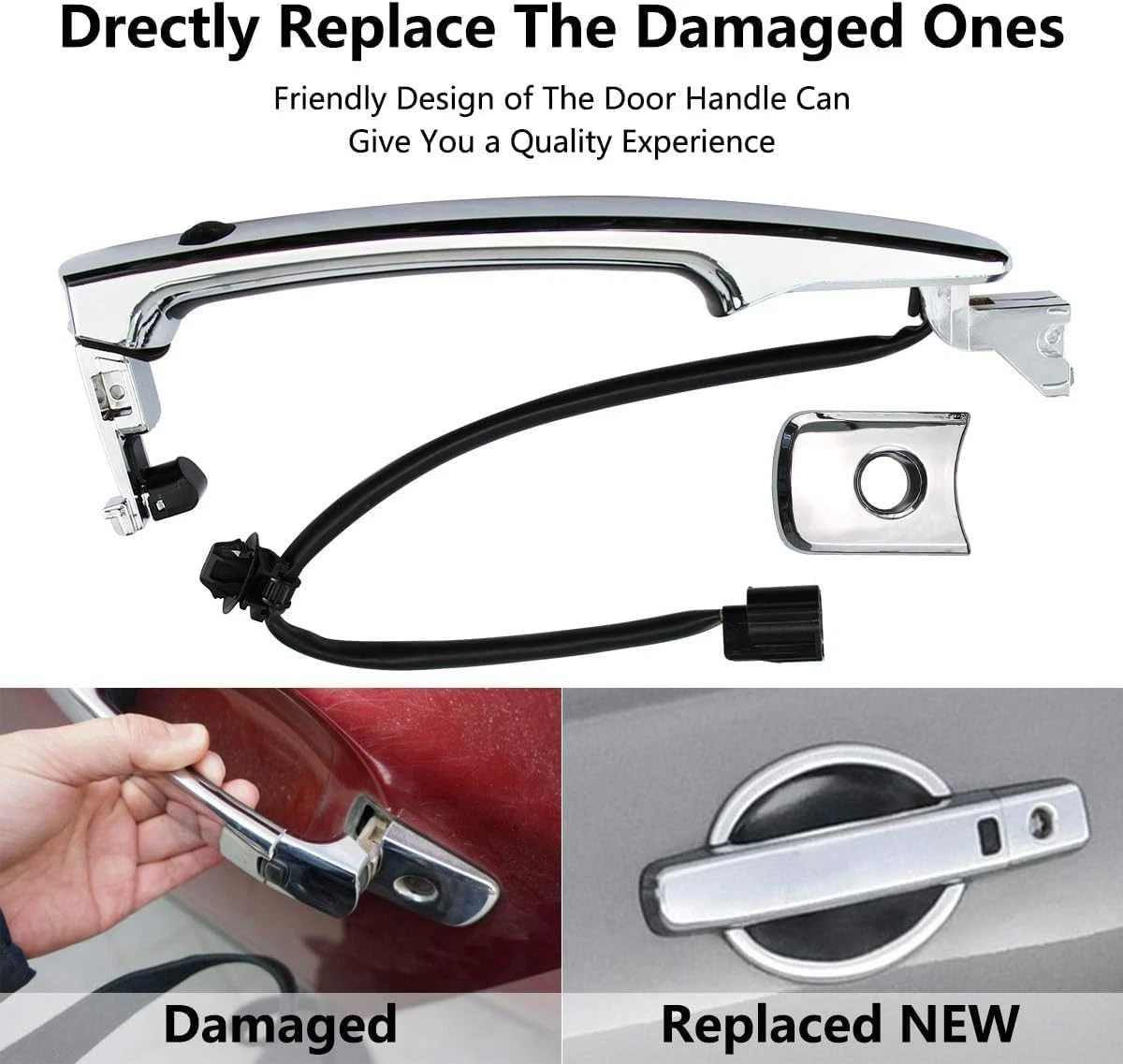 Manija de puerta exterior cromada delantera izquierda lado del conductor para Nissan Rogue 2010-2013, wi