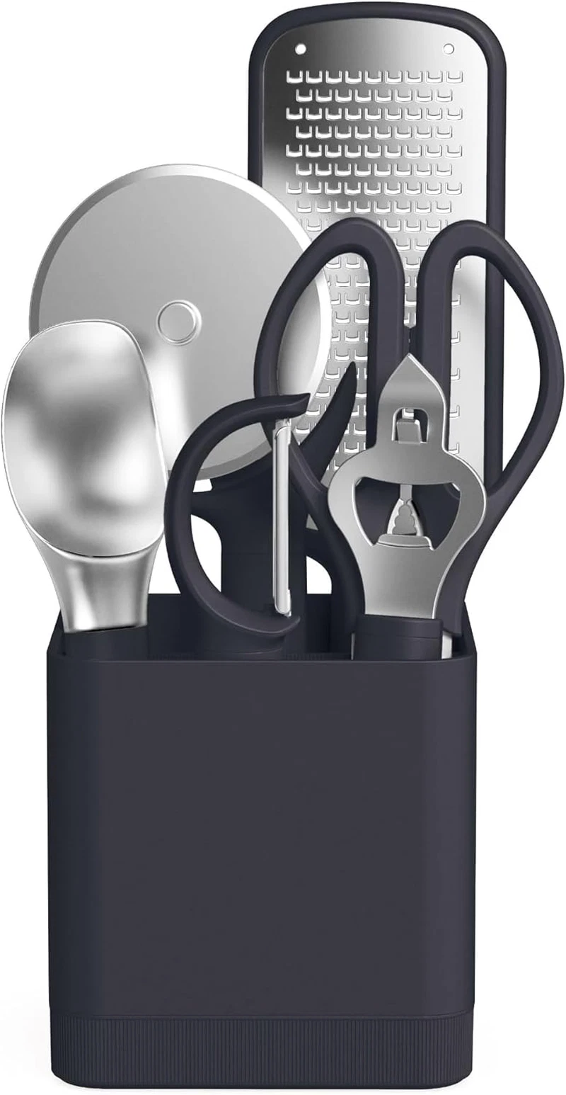 7-Piece Modular Gadget Set, Grater, Pizza Cutter, Ice Cream Scoop, Peeler, Shear