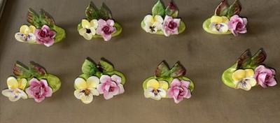 8 Vintage Crown Staffordshire Bone China Place / Name Card Holders