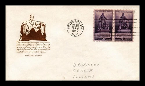 DR JIM STAMPS US COVER 13TH AMENDMENT FDC PAIR SCOTT 902 HOUSE OF FARNAM
