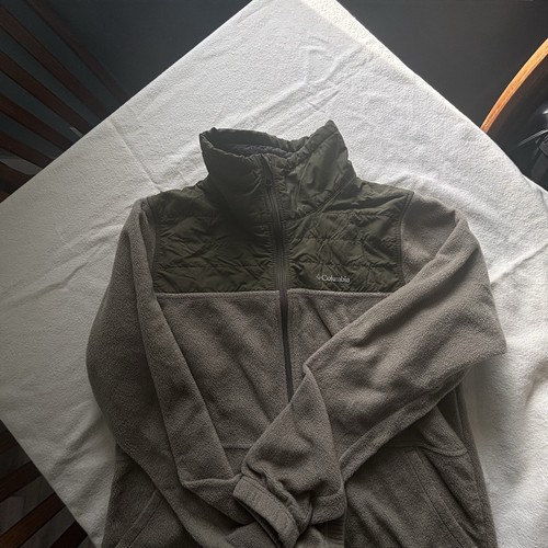 Giacca pile Columbia verde militare 2 toni trapuntata Gorpcore outdoor donna taglia M - Foto 3 di 16