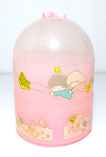 LITTLE TWIN STARS 1976 Sanrio Japan cupola scrigno portagioie rosa kawaii vtg