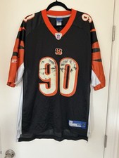 Vtg Reebok NFL On Field Cincinnati Bengals Justin Smith #90 Black Jersey Mens XL