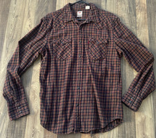 Levi's Standard Western Plaid Pearl Snap Button Down Shirt Size M