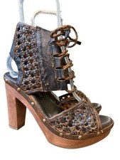 Sbicca Epiphany Vintage Collection Boho Platform Wood Heel Women size 8
