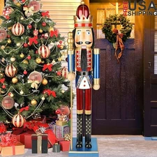 Wooden Nutcracker Soldier Christmas Decor Figure Holiday Home Gift Large 