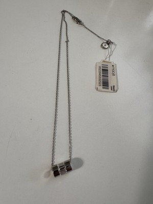 MICHAEL KORS Silver Tone Crystal Barrel Baguette Pendant Necklace 18  New W/ Tag