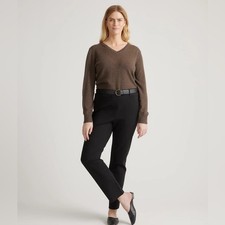 Quince Ponte Straight Leg 4 Pocket Dress Pants Black Size Small NWT 28” Inseam