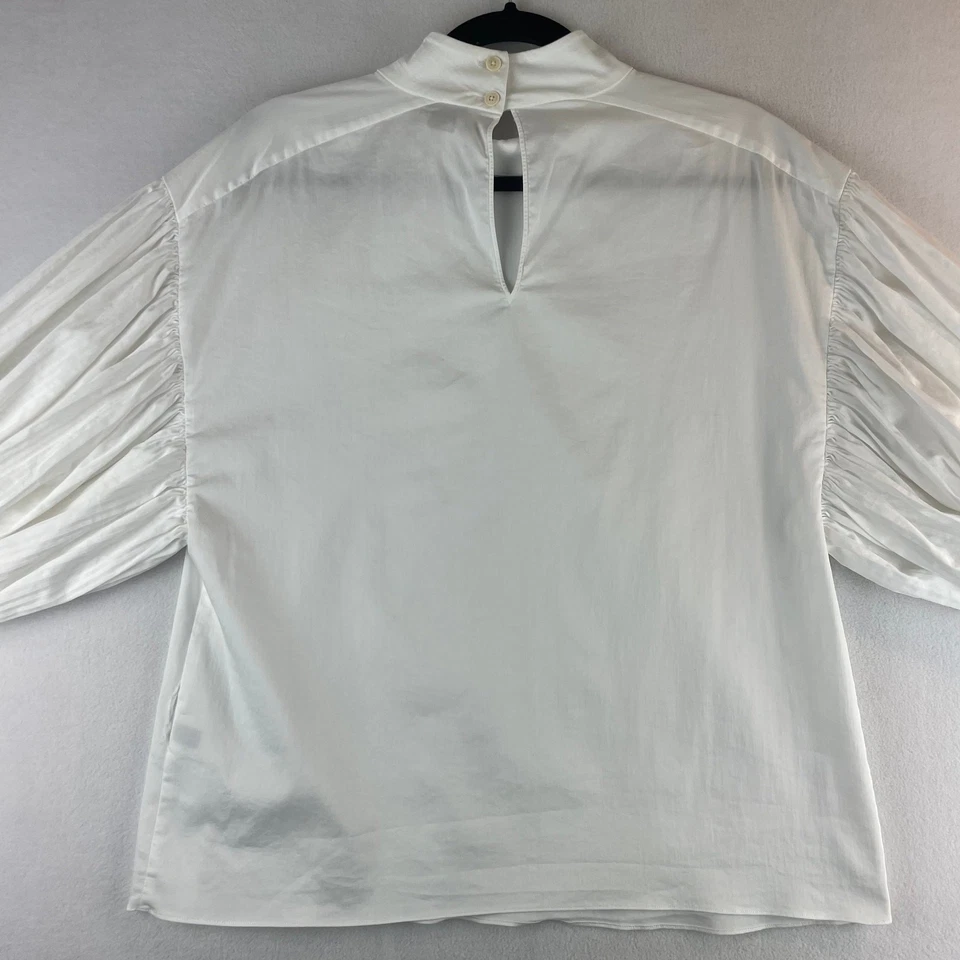 Blusa Kate Spade Collection Blanca Algodón Blnd con Micro Mini Mangas Abullonadas Talla S Foto 3 de 4