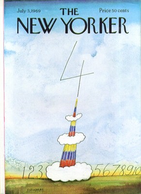 New Yorker cover Steinberg 1-2-3 FOUR launched 5-6-7-8-9-10 7/5 1969