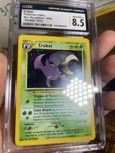 ✨ Pokemon Crobat, “DOUBLE” HOLO Error, CGC 8.5, Neo Revelation 4/64, SWIRL ✨ - Picture 2 of 6