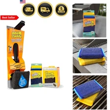 BBQ Grill Cleaner Kit Bristle Free Brush Steel Sponge Refill 4 Pack