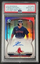 POP 3 ROMAN ANTHONY PSA 10 2023 BOWMAN CHROME REFRACTOR AUTO 1ST RC 117/499