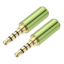 2Pcs 3.5mm 4 Pole Replacement Repair Plug Jack, Stereo Male Plug, Green