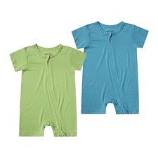 Unisex Baby 2 Pack Viscose Pajamas Short Sleeve 2 Way Zipper Romper Jumpsuit ...