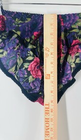 VTG Bra Panties Lingerie Set Black Purple Floral Sexy Flirty Retro Pin Up S1002