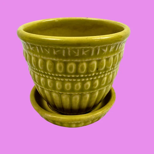 Vintage McCoy Pottery Planter | Green & Yellow | 1950s USA Ceramic