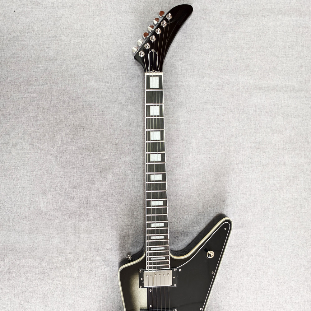 electric explorer guitar silver black color hh pickup set neck solid body neck