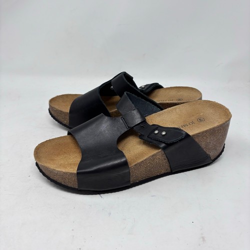 Jo Mercer Sandalen Größe EU 40 / US 9 schwarz Leder verstellbarer Riemen Keilabsatz Damen - Bild 10 von 10