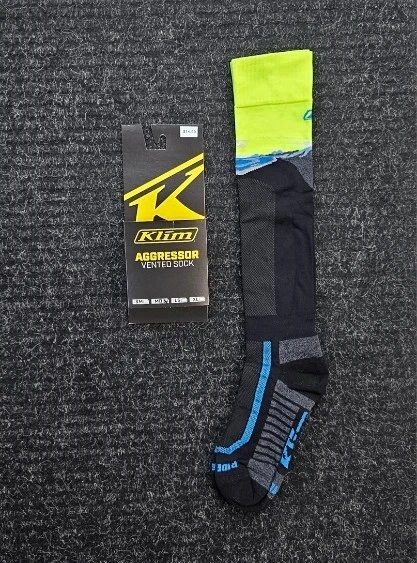 KLIM AGGRESSOR VENTED SOCK SOCKS - M - L - XL - Twoually/Black/Hi Vis - NEW