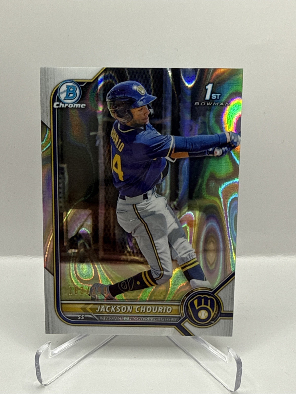 Jackson Chourio 2022 1st Bowman Chrome LAVA REFRACTOR /399 #BCP-79 Brewers