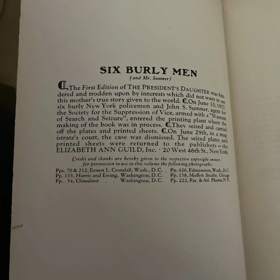 1927 THE PRESIDENT'S DAUGHTER by Nan Britton w/ Dust Jacket - 1st Edition - Image 4 of 4