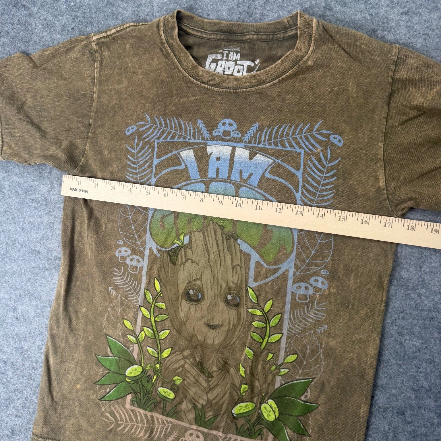 MARVEL T-Shirt S Washed Green Groot Guardians of the Galaxy Graphic Unisex - product detail image 4