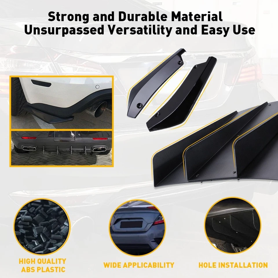 Difusor trasero + divisor de parachoques alerón mentón labio ángulo envoltura divisores universales Foto 3 de 4