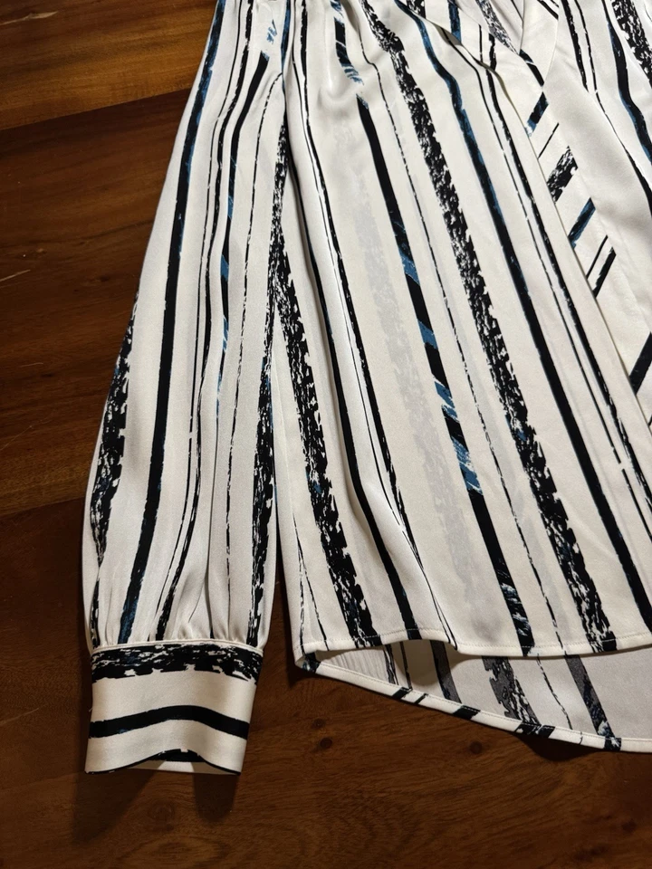 Classiques Entier женщин белый черный эластичной шелк атласный v-образным вырезом блузка размер средний - Изображение 4 из 4