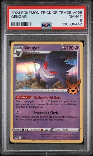 PSA 8 NM-MT Gengar 066/196  Trick or Trade Holo Rare Pokemon Card
