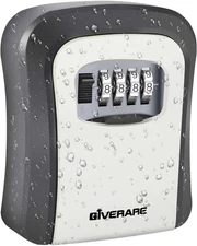 4-Digit Wall-Mount Key Lock Box, Waterproof Outdoor Safe, Dust Cover, Heavy-Duty