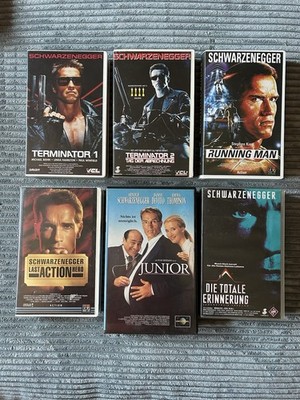 6x VHS SCHWARZENEGGER Terminator 2 RUNNING MAN Total Recall JUNIOR Konvolut rar