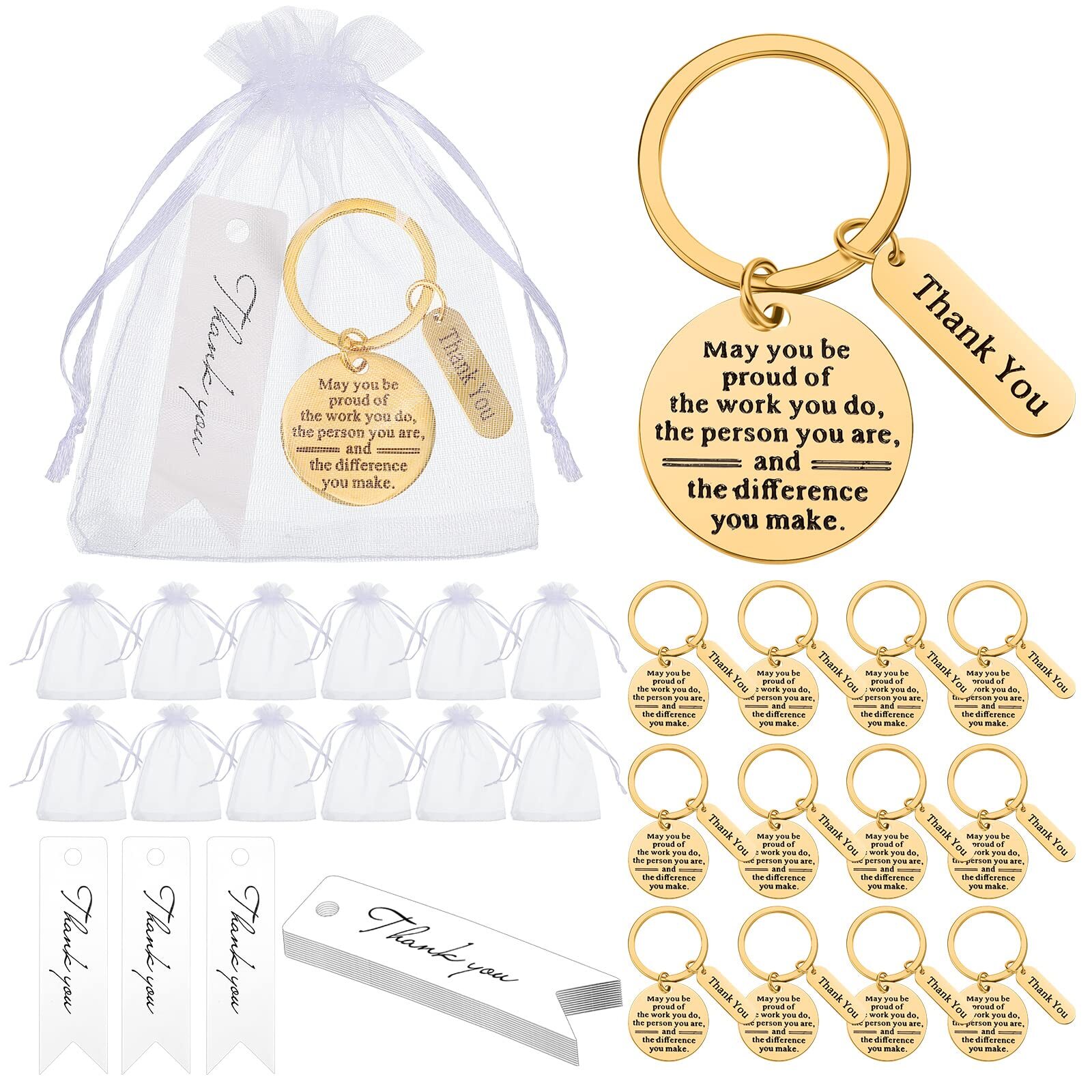 36 Pcs Employee Appreciation Gifts Bulk for Coworkers Keychains Organza Bags ...