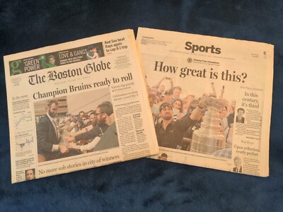 Boston Bruins Stanley Cup Champions Parade Boston Globe paper - June 17, 2011