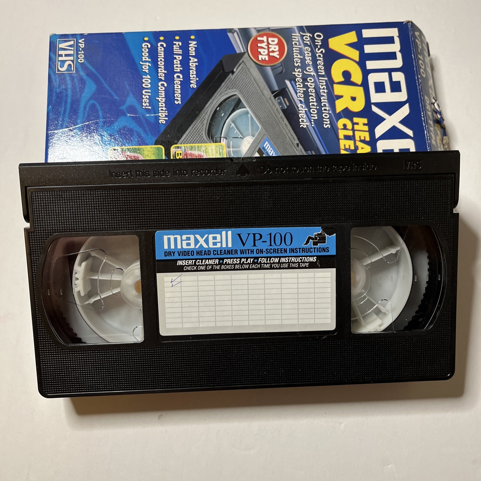 Maxell VCR Head Cleaner Camcorder Compatible VHS VP100 Dry Tape eBay