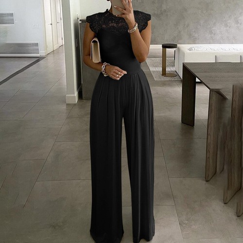 Damen Elegant Jumpsuit Overalls Spitze Hosenanzug Sommer Einteiler Party Romper - Bild 6 von 25